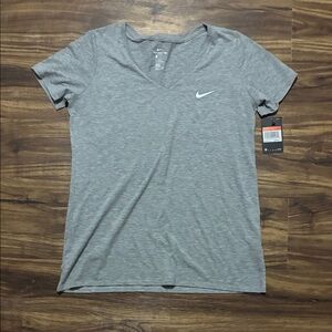 Nike Women's Heather Gray V-Neck Performance Tee